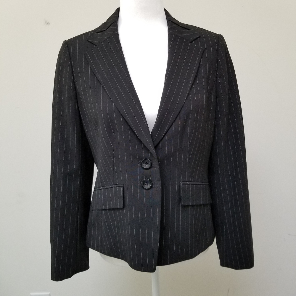 Ann Taylor Blazer Pinstripped Black Size 8 Petite